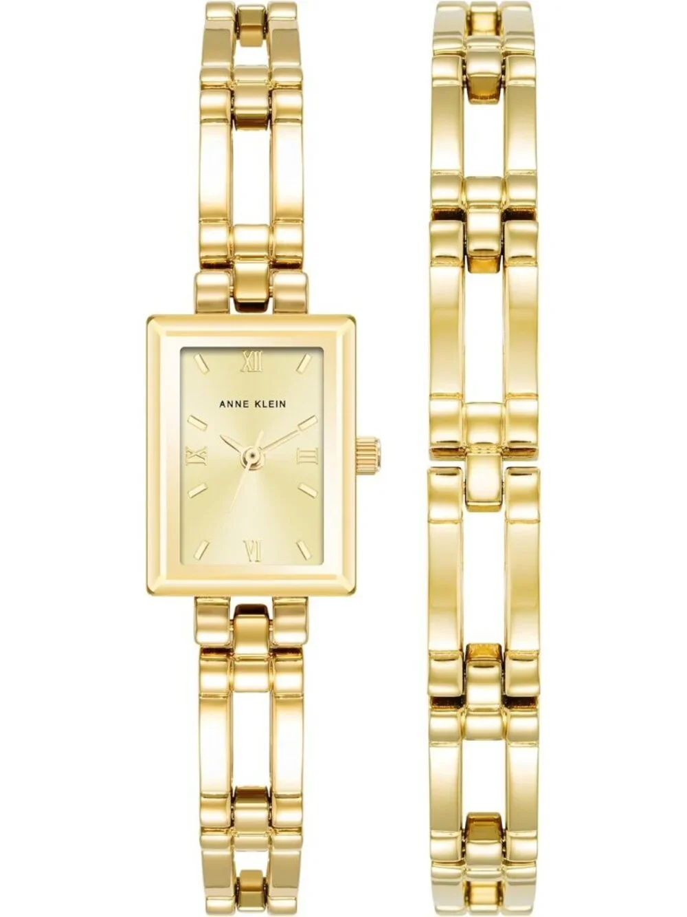 Anne Klein Womens Gold Tone Analog Japanese Quartz Fashion Bracelet Square Watch